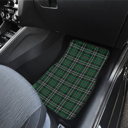 Green Black And White Tartan Print Front and Back Car Floor Mats