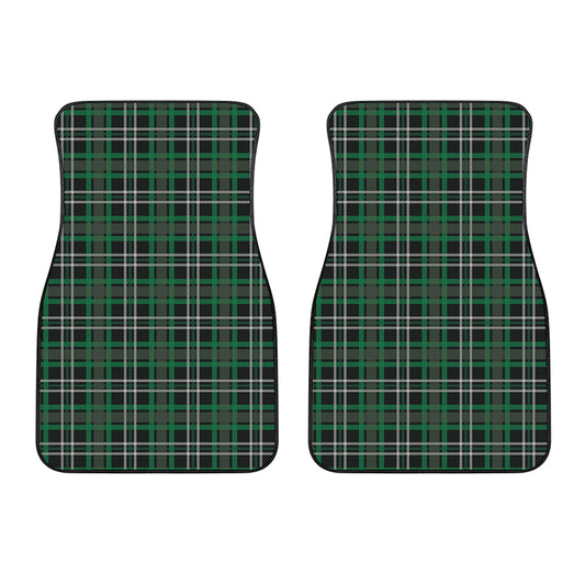Green Black And White Tartan Print Front Car Floor Mats