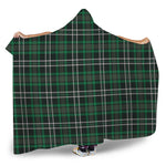 Green Black And White Tartan Print Hooded Blanket
