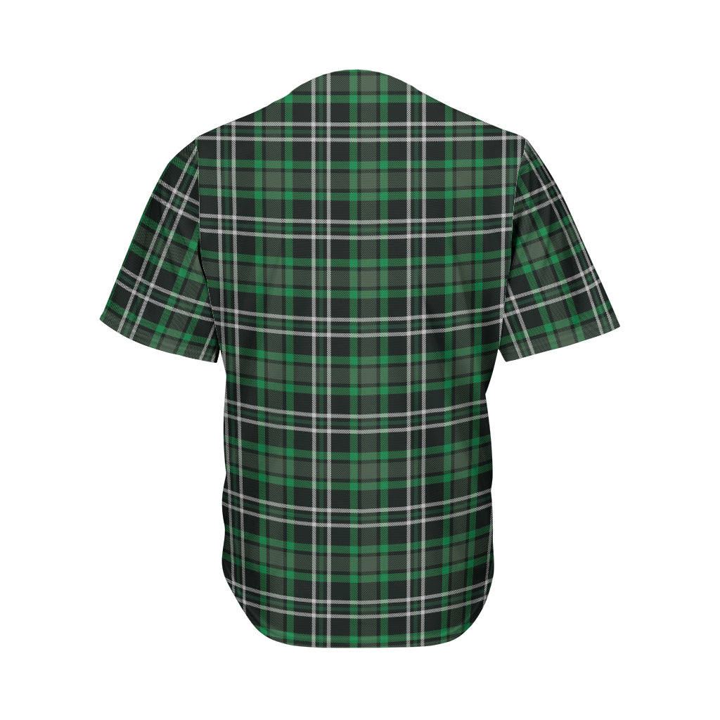 Green Black And White Tartan Print Men's Baseball Jersey