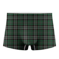 Green Black And White Tartan Print Men's Boxer Briefs