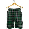 Green Black And White Tartan Print Men's Shorts