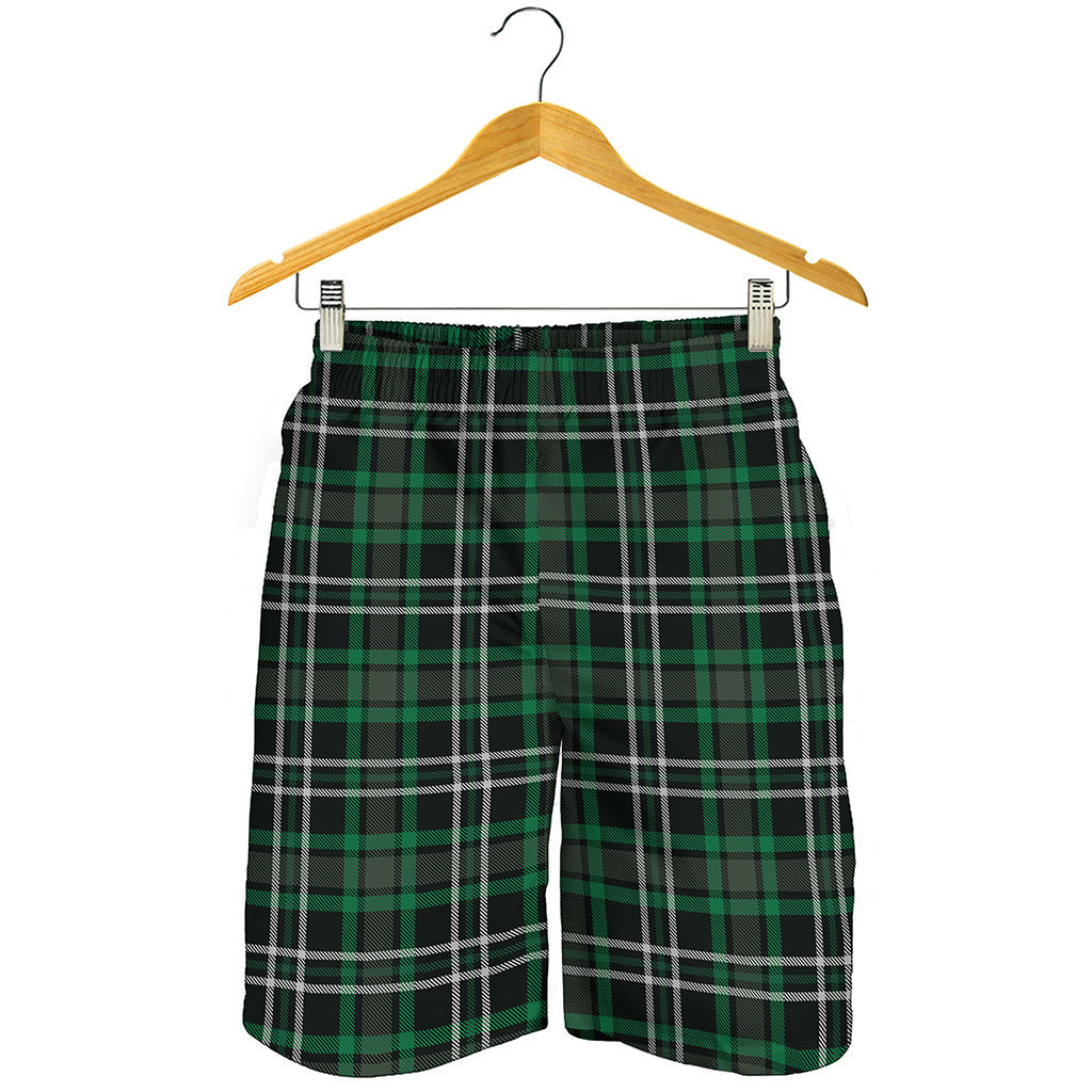Green Black And White Tartan Print Men's Shorts