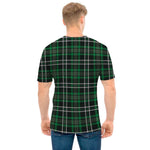 Green Black And White Tartan Print Men's T-Shirt