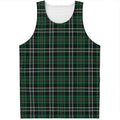 Green Black And White Tartan Print Men's Tank Top