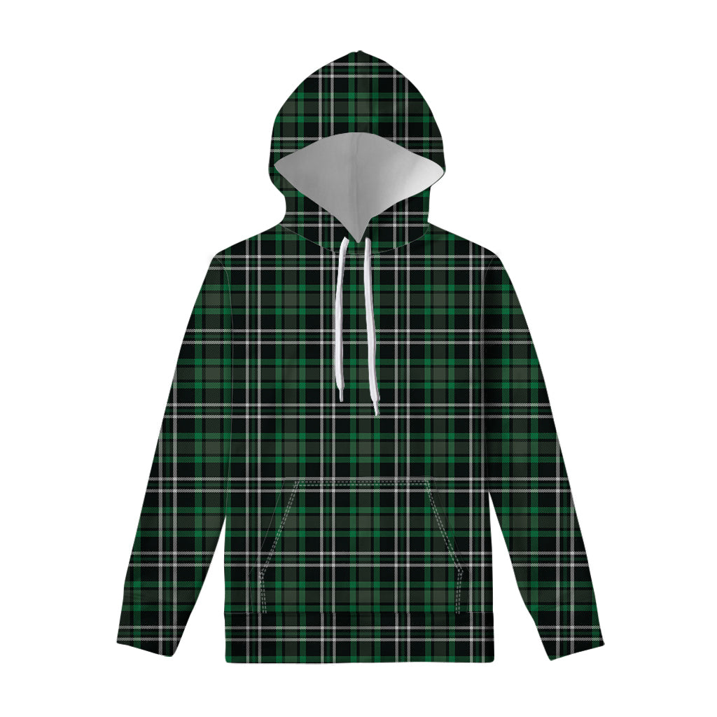 Green Black And White Tartan Print Pullover Hoodie