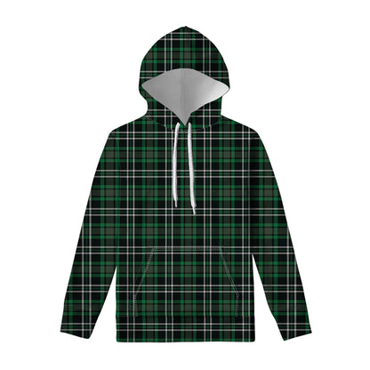 Green Black And White Tartan Print Pullover Hoodie
