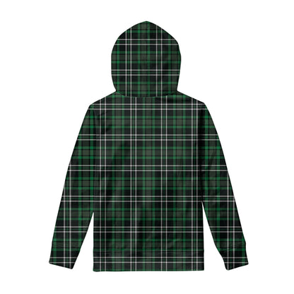 Green Black And White Tartan Print Pullover Hoodie