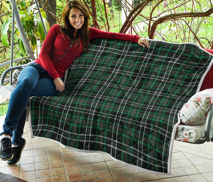 Green Black And White Tartan Print Quilt