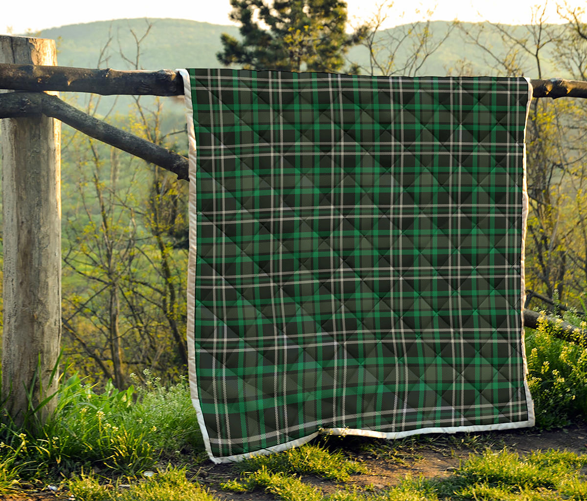 Green Black And White Tartan Print Quilt