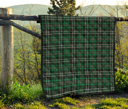 Green Black And White Tartan Print Quilt