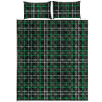 Green Black And White Tartan Print Quilt Bed Set