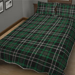 Green Black And White Tartan Print Quilt Bed Set