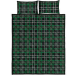 Green Black And White Tartan Print Quilt Bed Set