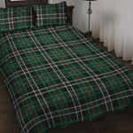 Green Black And White Tartan Print Quilt Bed Set