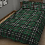Green Black And White Tartan Print Quilt Bed Set