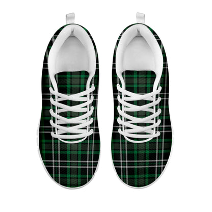 Green Black And White Tartan Print White Sneakers