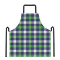 Green Blue And White Buffalo Plaid Print Apron