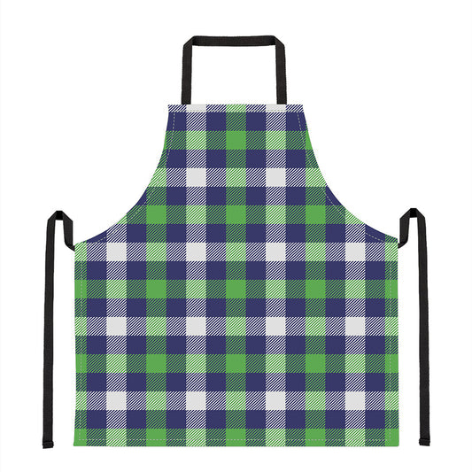 Green Blue And White Buffalo Plaid Print Apron