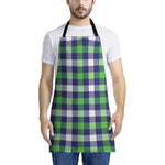 Green Blue And White Buffalo Plaid Print Apron
