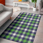 Green Blue And White Buffalo Plaid Print Area Rug