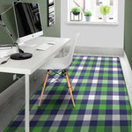 Green Blue And White Buffalo Plaid Print Area Rug
