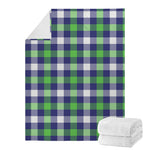 Green Blue And White Buffalo Plaid Print Blanket