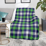 Green Blue And White Buffalo Plaid Print Blanket