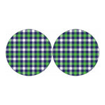 Green Blue And White Buffalo Plaid Print Car Coasters