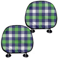 Green Blue And White Buffalo Plaid Print Car Headrest Covers