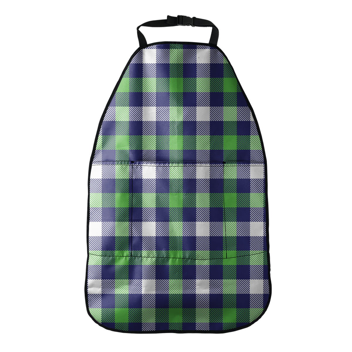 Green Blue And White Buffalo Plaid Print Car Seat Organizers