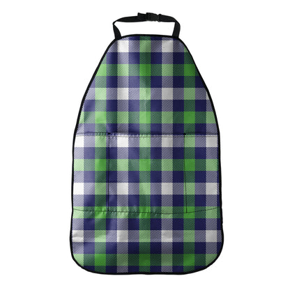 Green Blue And White Buffalo Plaid Print Car Seat Organizers