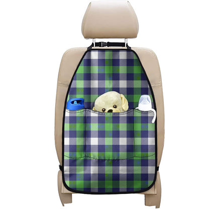Green Blue And White Buffalo Plaid Print Car Seat Organizers