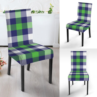 Green Blue And White Buffalo Plaid Print Dining Chair Slipcover