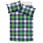 Green Blue And White Buffalo Plaid Print Duvet Cover Bedding Set