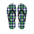 Green Blue And White Buffalo Plaid Print Flip Flops