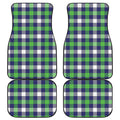 Green Blue And White Buffalo Plaid Print Front and Back Car Floor Mats