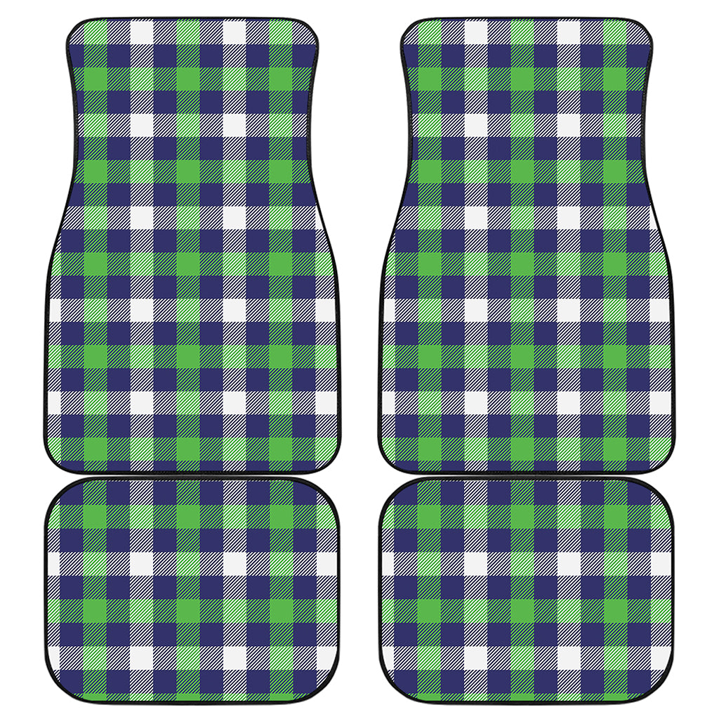 Green Blue And White Buffalo Plaid Print Front and Back Car Floor Mats