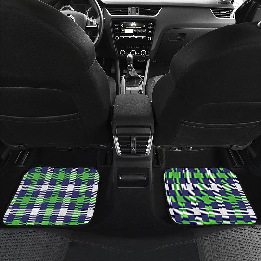Green Blue And White Buffalo Plaid Print Front and Back Car Floor Mats