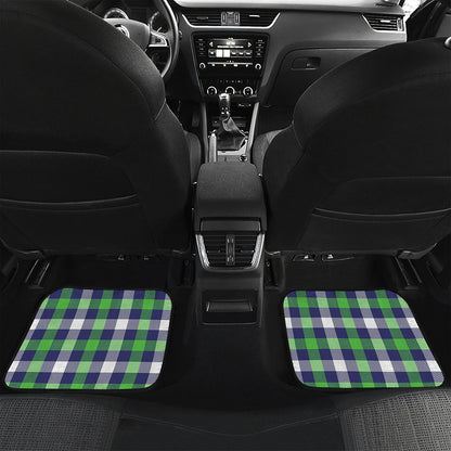 Green Blue And White Buffalo Plaid Print Front and Back Car Floor Mats