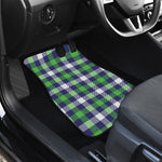 Green Blue And White Buffalo Plaid Print Front and Back Car Floor Mats