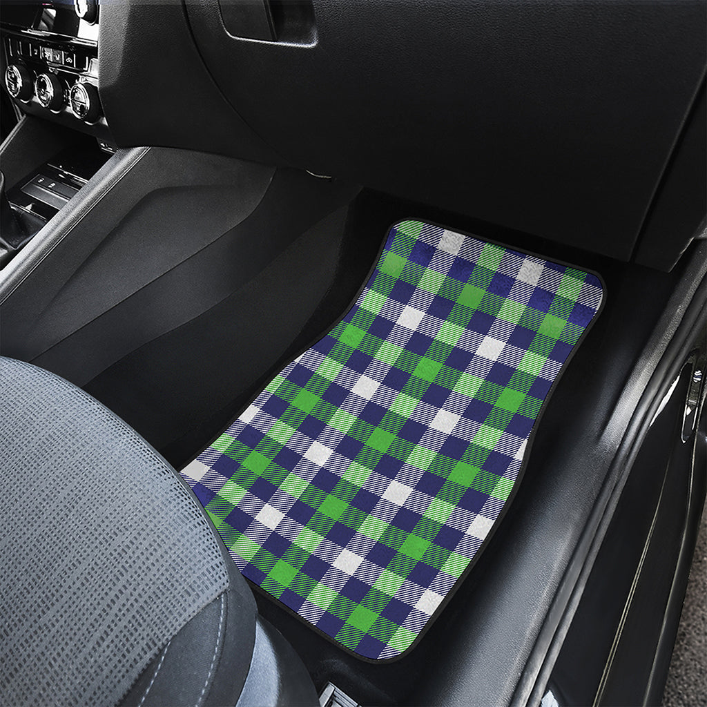 Green Blue And White Buffalo Plaid Print Front and Back Car Floor Mats