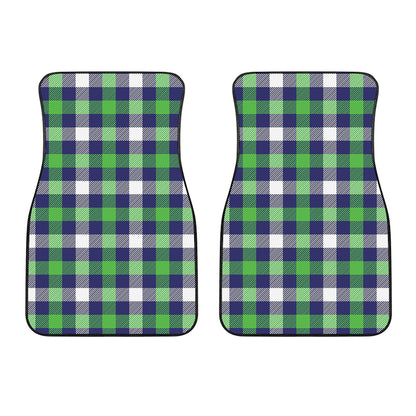 Green Blue And White Buffalo Plaid Print Front Car Floor Mats