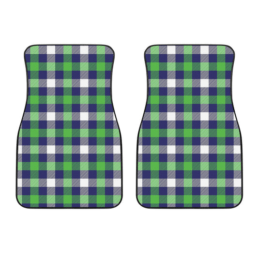 Green Blue And White Buffalo Plaid Print Front Car Floor Mats
