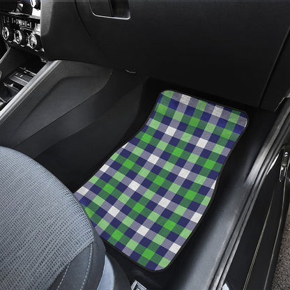 Green Blue And White Buffalo Plaid Print Front Car Floor Mats