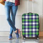 Green Blue And White Buffalo Plaid Print Luggage Cover