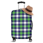 Green Blue And White Buffalo Plaid Print Luggage Cover