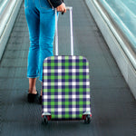 Green Blue And White Buffalo Plaid Print Luggage Cover