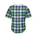 Green Blue And White Buffalo Plaid Print Men's Baseball Jersey