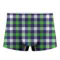 Green Blue And White Buffalo Plaid Print Men's Boxer Briefs